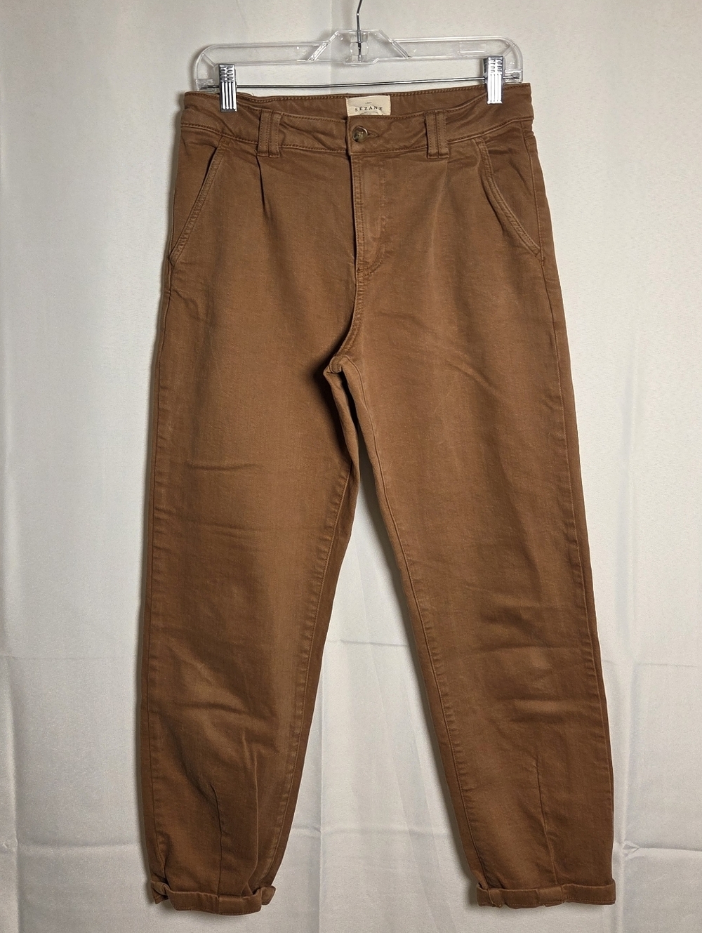 Sezane Manu Trouser Pleated Front Pant Coffee Brown Tan Women's 4 / Small - Picture 3 of 11